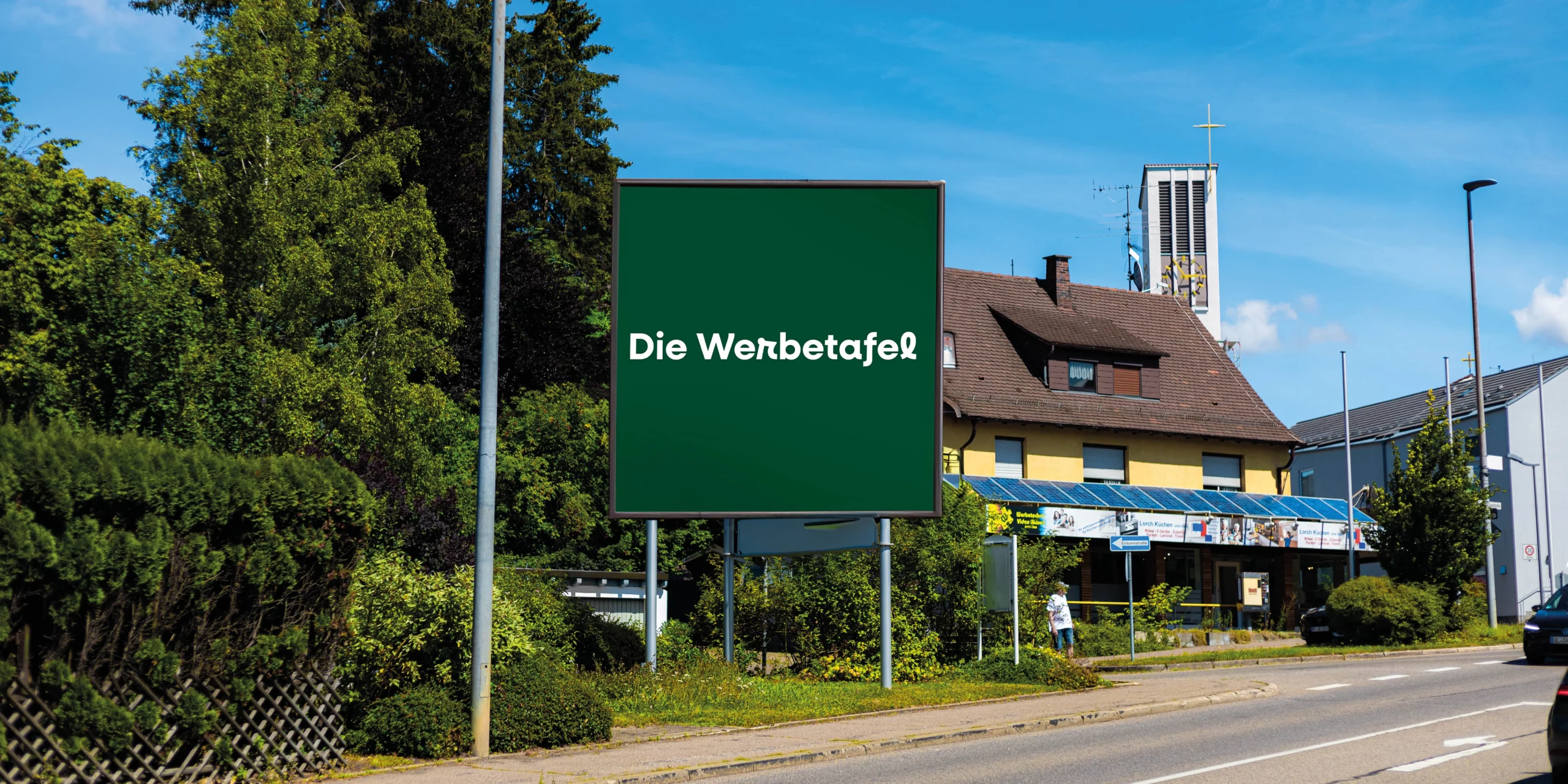 Die Werbetafel an der Karlstraße in Münsingen